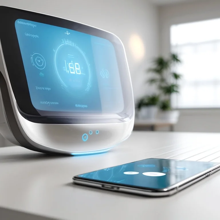 Darstellung eines intelligenten AI Home Hubs in modernem Wohnraum